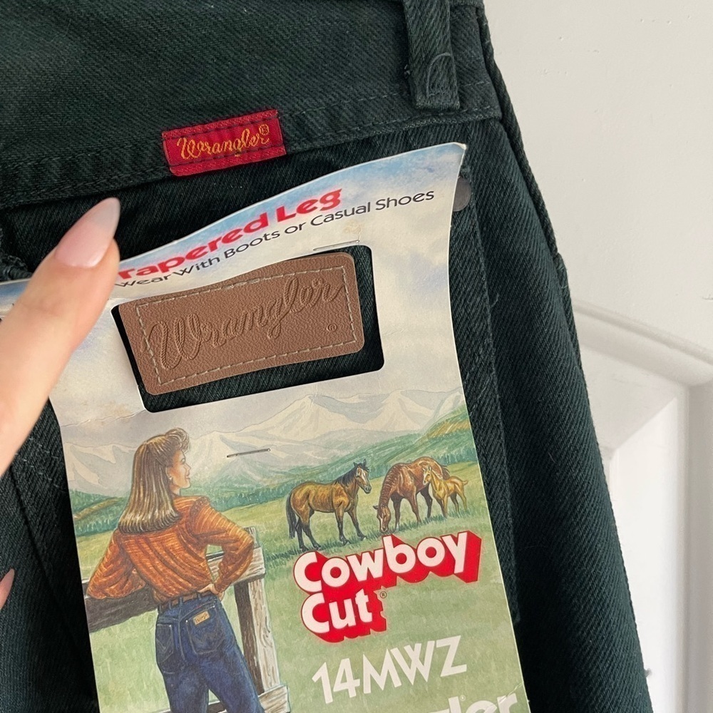 Deadstock Vintage Wrangler Cowboy Cut Straight Tapered Leg Jean Dark Green - Picture 8 of 9